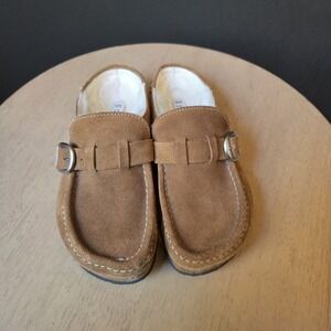 Birkenstock Buckley Shearling Clog Dark Tea Suede Leather Size 37 EU (W6/M4 US)